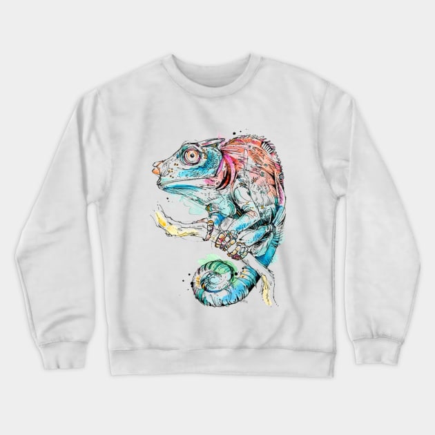 watercolor chameleon Crewneck Sweatshirt by hiima